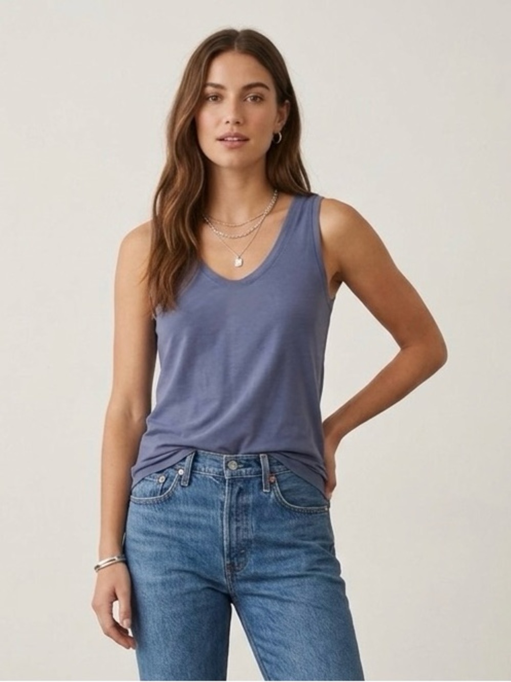 Susina Cinch Back Blue Racerback Tank